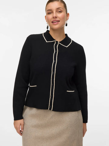 VmcGold - Polo Cardigan med Kontrast Kanter