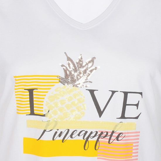 Bomulds t-shirt med paillet-ananas fra Zhenzi-Pluspige