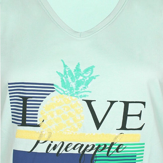 Bomulds t-shirt med paillet-ananas fra Zhenzi-Pluspige