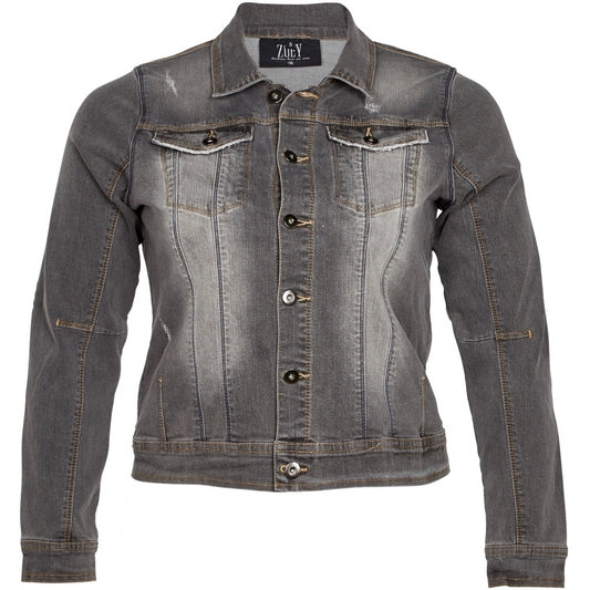 Fed grå denimjakke med slid fra Zoey-Pluspige