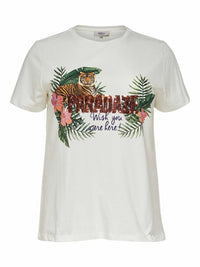 T-shirt med print og pailetter fra Carmakoma-Pluspige