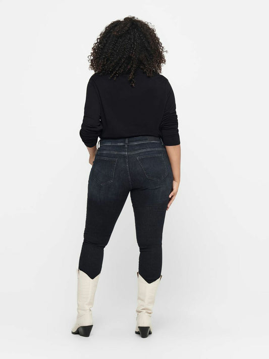 Sort shape jeans med høj talje og smalle ben fra Carmakoma!-Pluspige