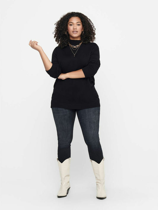 Sort shape jeans med høj talje og smalle ben fra Carmakoma!-Pluspige