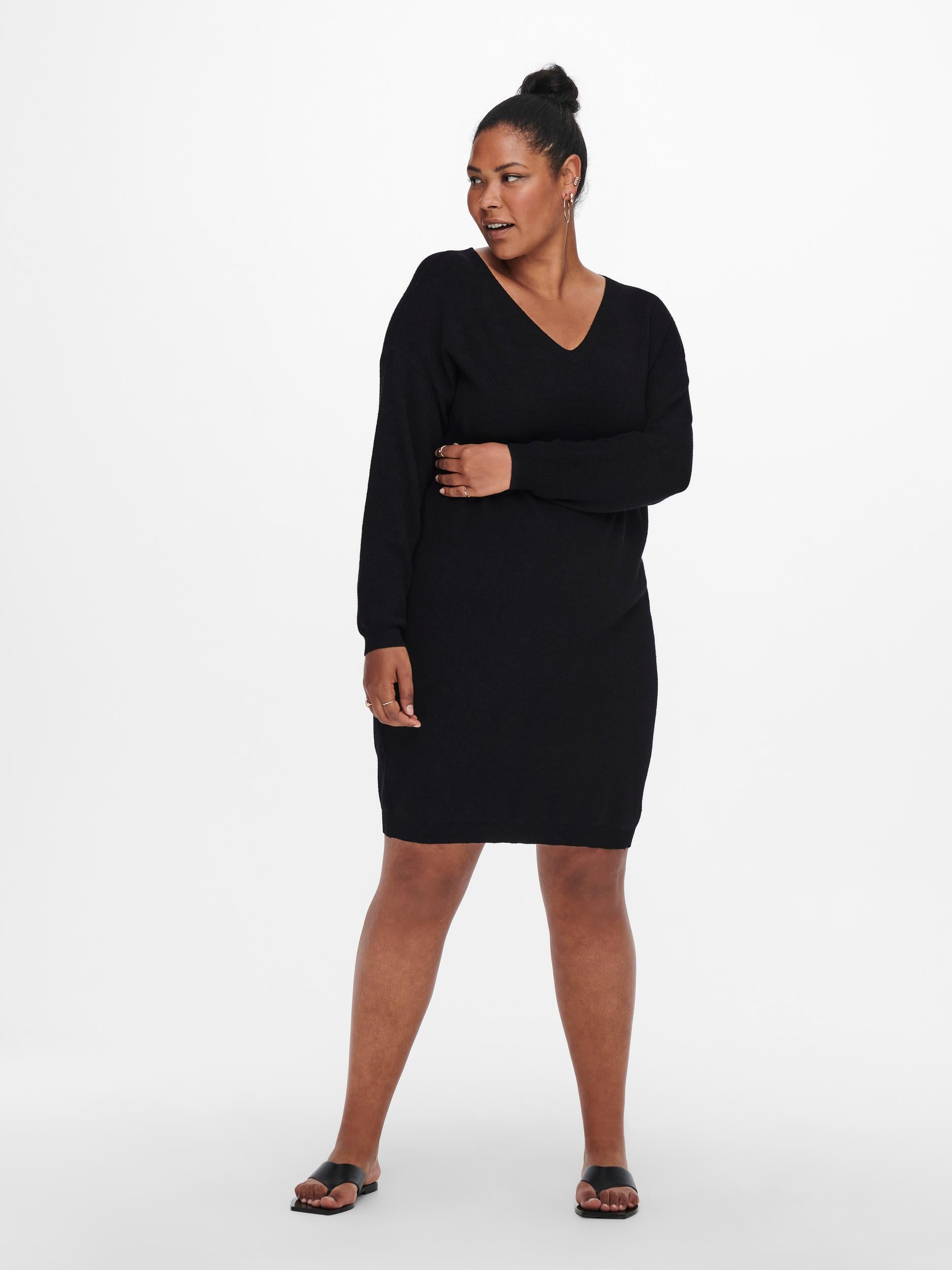 CarEsly V-Neck Knee Dress-Pluspige