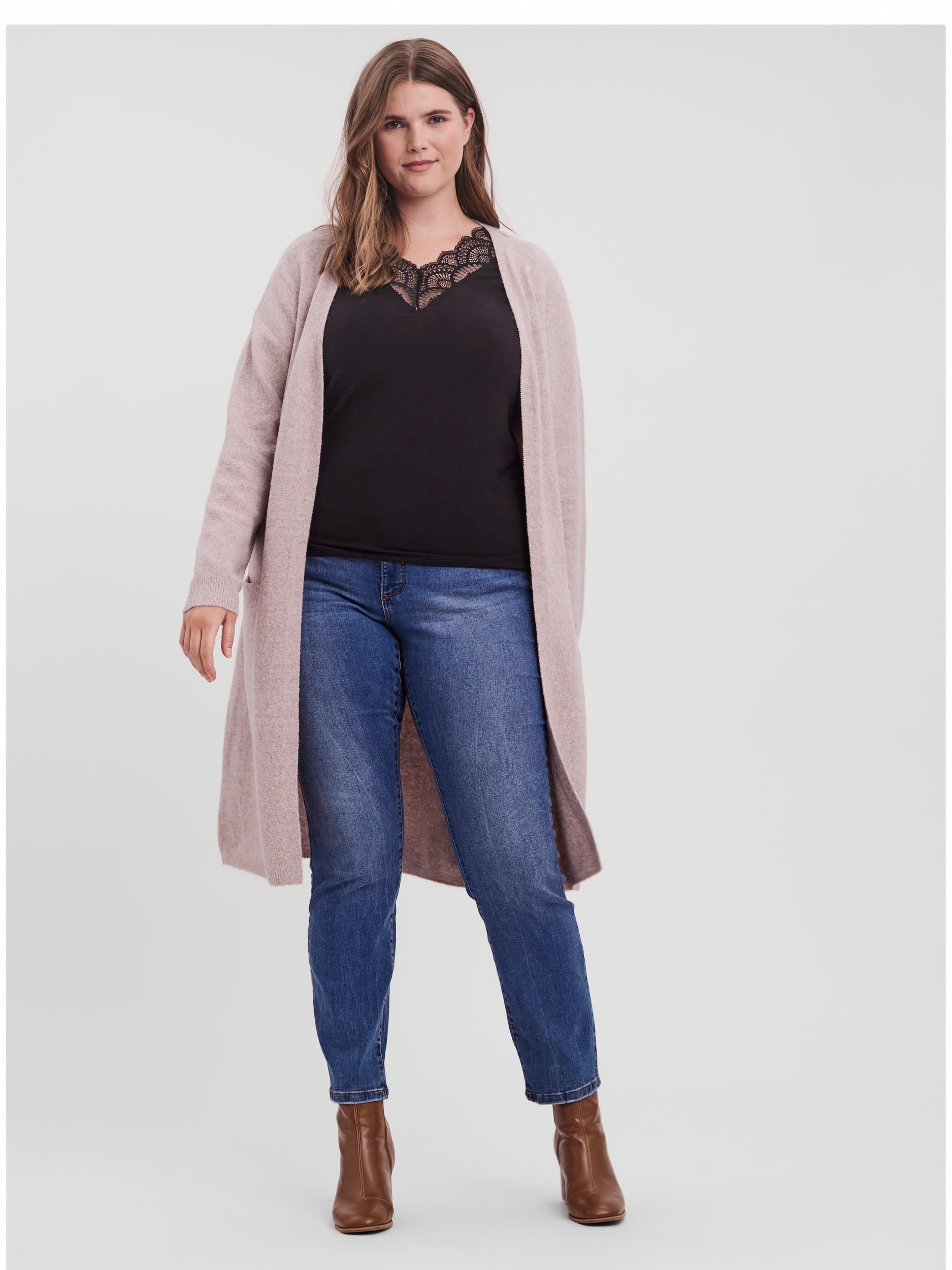 Lang cardigan fra Vero Moda Curve-Pluspige