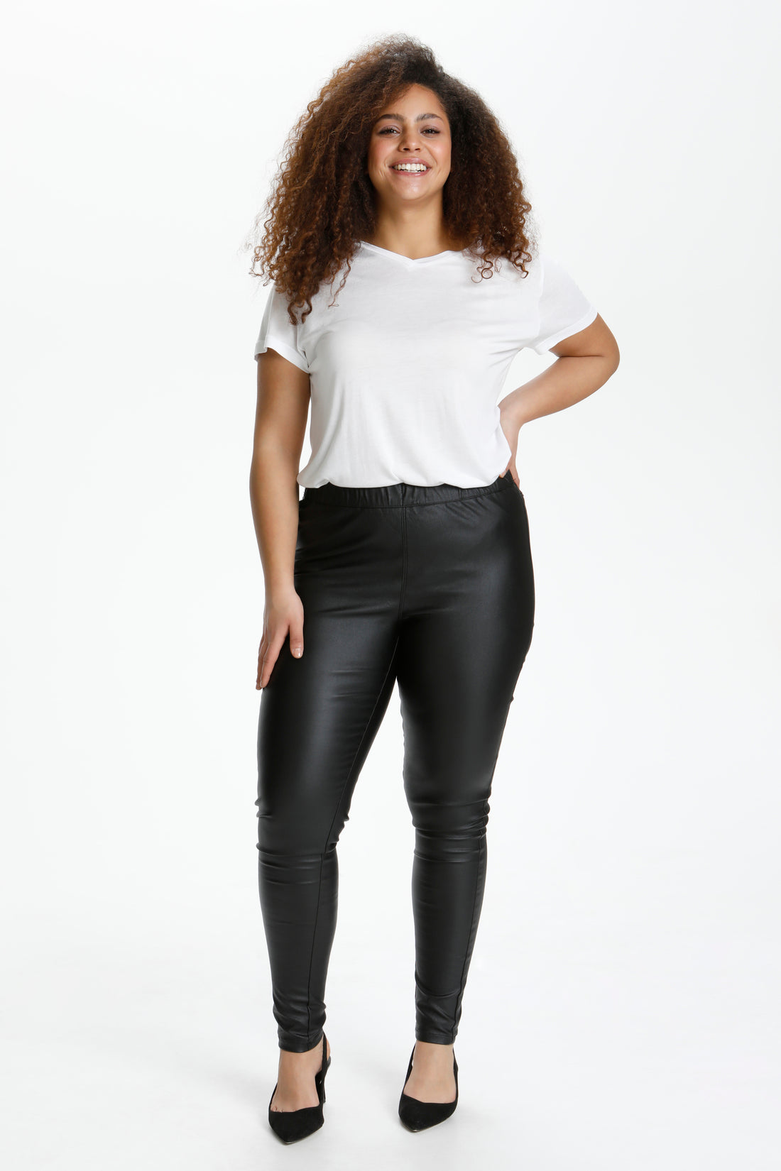 Coatede leggins fra Kaffe Curve-Pluspige