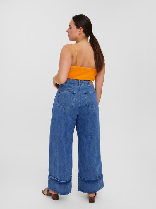 VmKathy Wide Fold Up Jeans-Pluspige